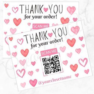 100 Pack QR Code  Thank You Insert Cards - Small Business Thank You Card 4" x 3"